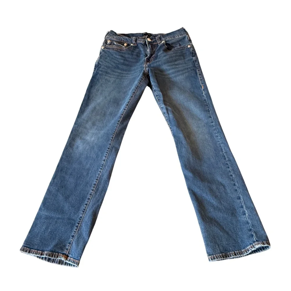 True Religion Ricky Relaxed Straight Jeans Mens 32 Medium Wash Blue Denim